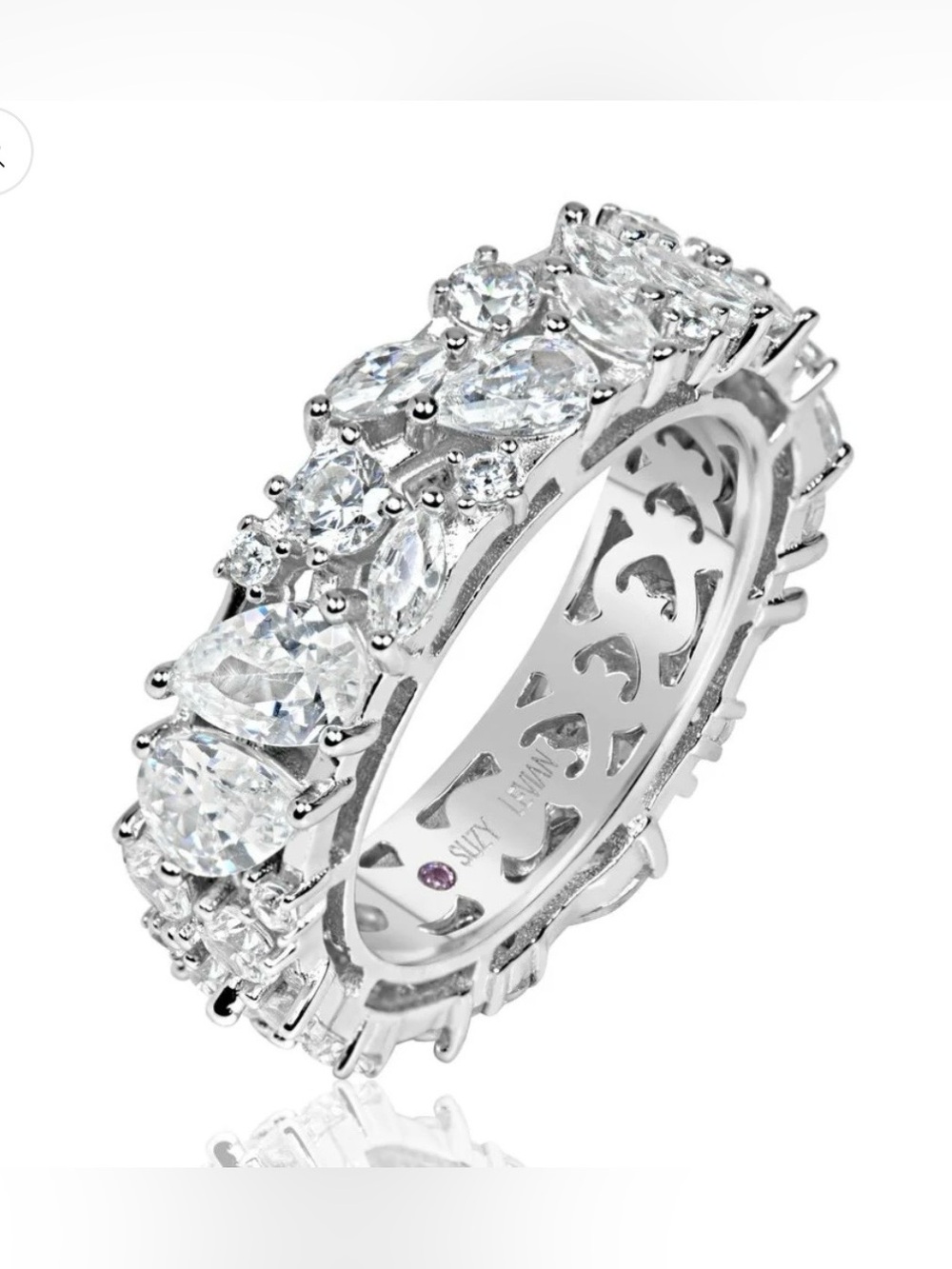 New Suzy Levian CZ Abstract Cluster Eternity Band